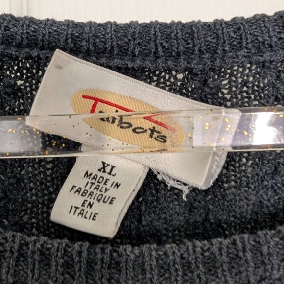 Talbots Textured Sweater Womens Size XL Blue Knit Made in Italy Long Sleeve - Picture 3 of 9